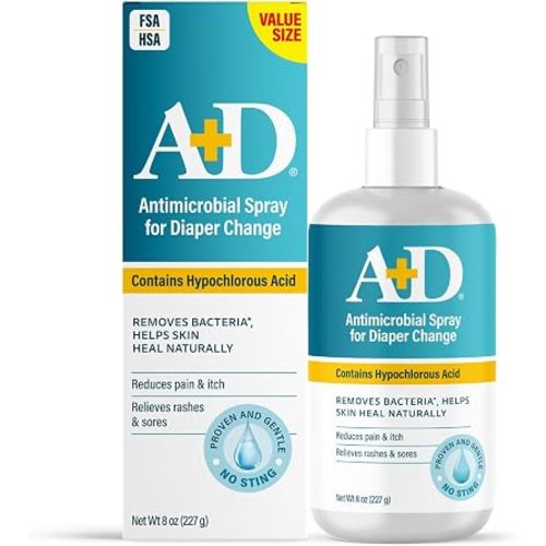 A+D Hydrogel Spray for Diaper Change with Hypochlorous Acid for Skin - 8oz