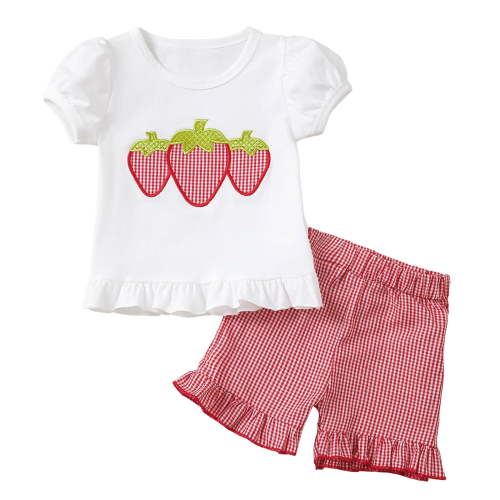 TOWED22 Toddler Girls Clothes 1T 2T 3T 4T 5T Summer Outfits Baby Kids Short Sleeve T-Shirt Tops & Shorts Sets White,6-12 M