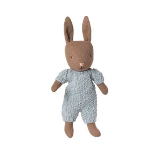 Rabbit, Micro - Brown - Blue knitted suit - Maileg USA