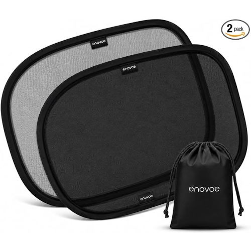 2-Pack Car Window Shades by Enovoe - 19" x 12" in Side Window Cover for SUVs, Sedans, and Trucks - Protects Baby from UV Rays and Glare - Cling Design for Easy Use - Plain