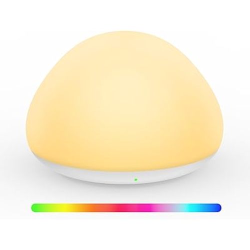 JolyWell Baby Night Light for Nursery, Soft Silicone Tap Control Night Lamp with 8 Color Changing, Stepless Dimming, Rechargeable Portable Night Light for Kids, 1H-Timer