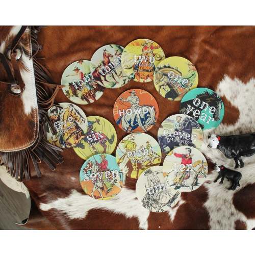 Western Acrylic Monthly Milestone Cards