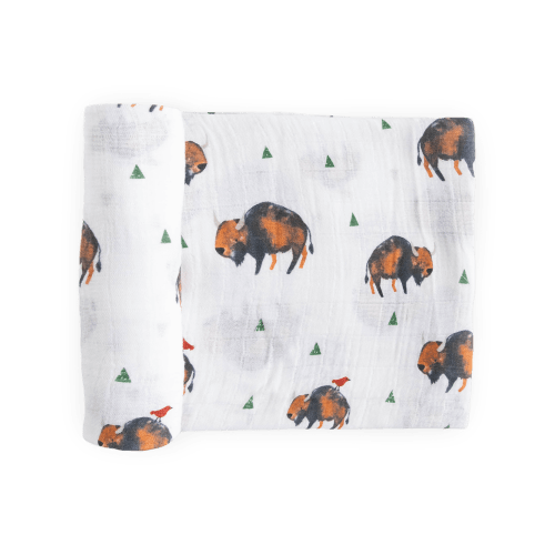 Cotton Muslin Swaddle Blanket - Bison