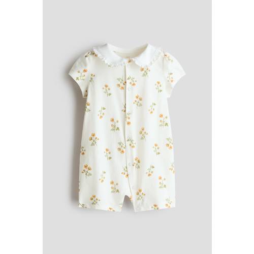 COTTON PAJAMA JUMPSUIT WITH COLLAR