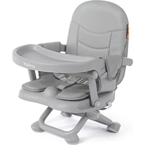 YOLEO Baby High Chair Booster Seat for Dining Table, Foldable High Chairs with Adjustable Heights, Travel Booster Seat with Removable Tray