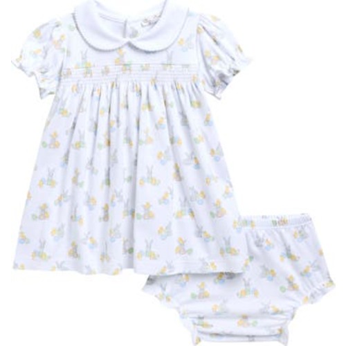 Bunny Print Pima Cotton Dress & Bloomers Set, 3-6M