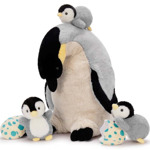 MorisMos 17.7" Soft Penguin Stuffed Animal ,6Pcs Stuffed Penguin with Babies Plush Toys