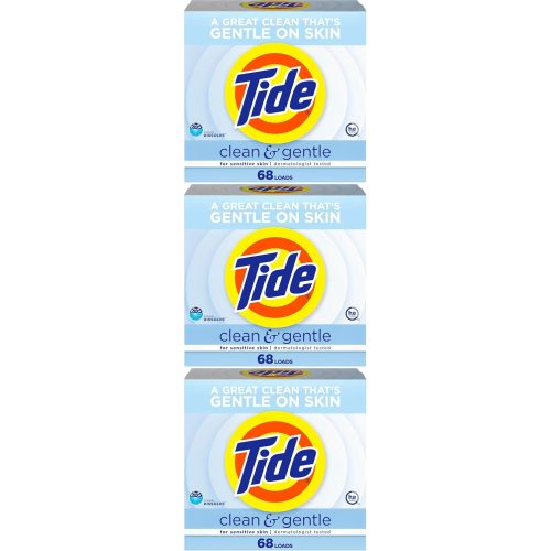 Tide Clean and Gentle Powder Laundry Detergent, Unscented, 68 Loads, 77 oz (Pack of 3)