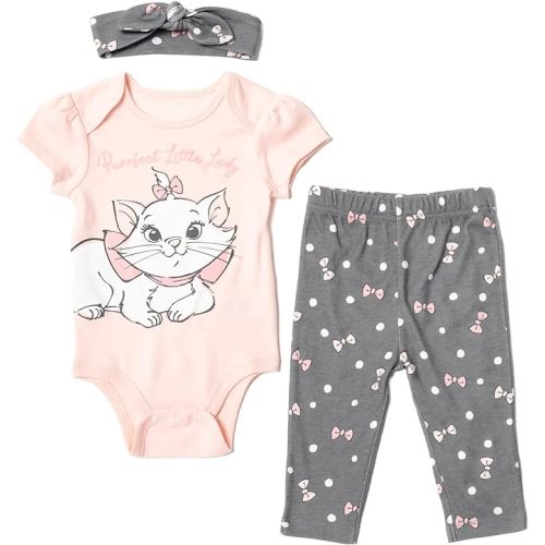 Disney Pixar Toy Story Lion King Minnie Mouse Baby Girls Bodysuit Pants and Headband 3 Piece Outfit Set Newborn to Infant