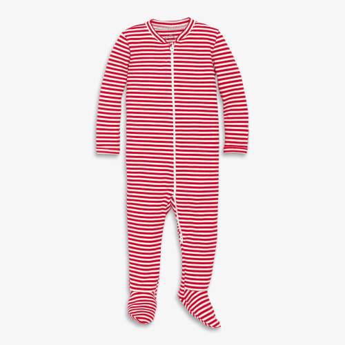 Baby organic zip footie in stripe | Primary.com