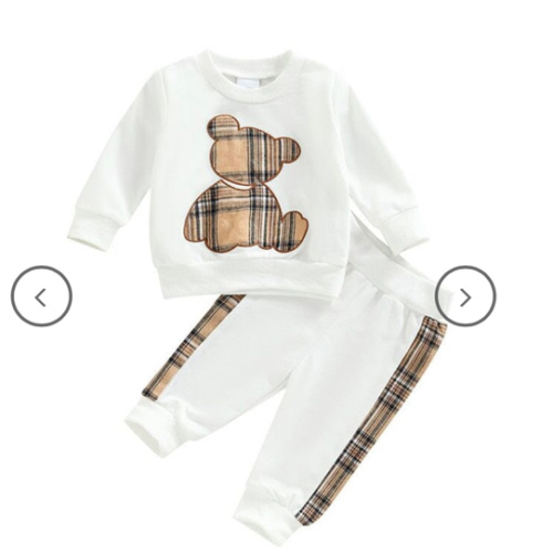 Unisex Baby Plaid Bear Sweatshirt 2-Piece Outfit Set – The Trendy Toddlers