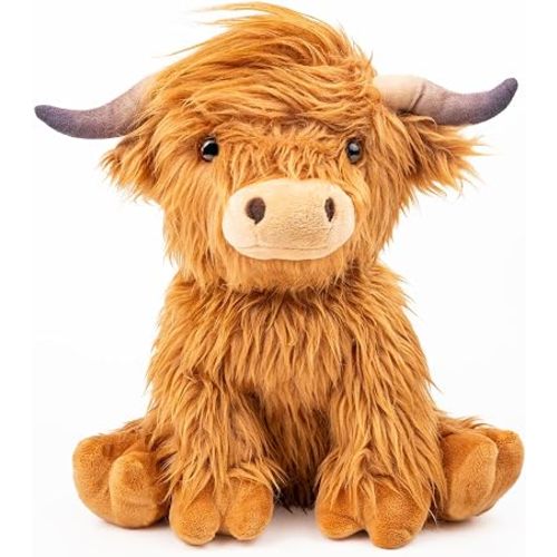 Highland Cow Microwavable Stuffed Animal – 1.5 lb Unscented Heating Pad Plush, Soft Cozy Cute Cow Toy for Relaxation and Comfort, Gift for Women, Girls, Adults & Kids by Happy Fuel