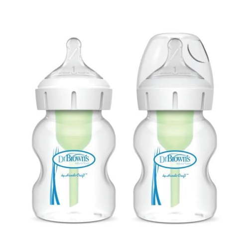 Dr. Brown's Natural Flow Anti-Colic Options+ Wide-Neck Baby Bottle, 5 oz/150 mL, Level 1 Nipple, 2-Pack, 0m+, 2 Pack - Walmart.ca