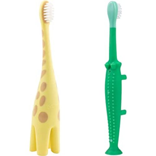 Dr. Brown's Infant-to-Toddler Toothbrush and Toddler and Baby Toothbrush, Giraffe and Green Crocodile