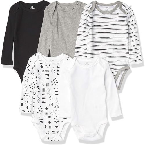 HonestBaby 5-pack Long Sleeve Bodysuits, 3-6 M