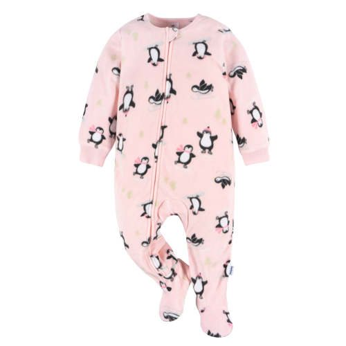 Baby & Toddler Girls Pink Penguins Footed Fleece Pajamas – Gerber Childrenswear