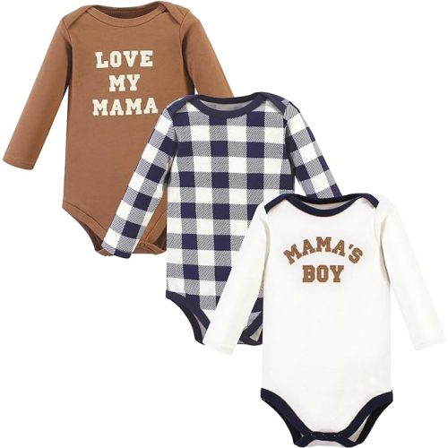 Hudson Baby baby-boys Cotton Long-sleeve Bodysuits 3-pack