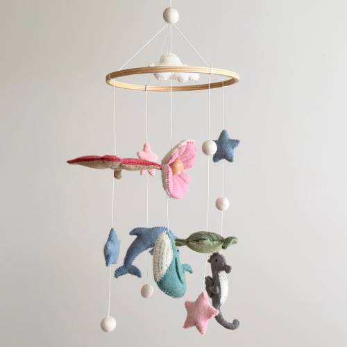 Felt Ocean Life Baby Mobile For Nursery Decor, Under the Seam, Baby Shower's Gift, Gift for Sea Lovers