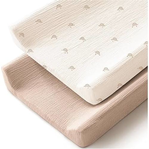 Changing Pad Cover for Neutral Baby Muslin Soft Cotton Diaper Changing Table Pad Cover Changing Pad Sheets for Girls and Boys - 2 Pack