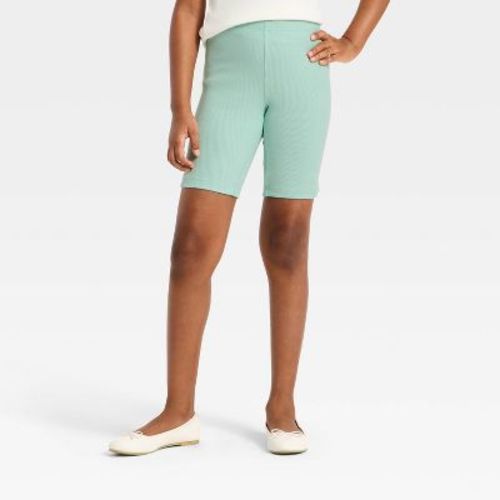 Girls' Ribbed Bike Shorts - Cat & Jack™ Dusty Mint S