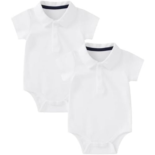pureborn Baby Romper Bodysuits 2-Pack Unisex Soft Cotton One-Piece Outfit for Infant Boys Girls 0-24 Months