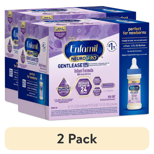 (2 pack) Enfamil NeuroPro Gentlease Ready-to-Feed Baby Formula for Easing Fussiness, Gas, Spit-up in 24hrs, 2 fl oz Bottle, 6 Count