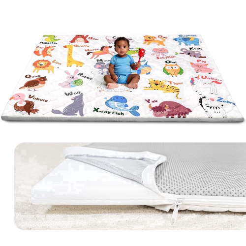 Zenkitch Baby Play Mat,Removable Washable Cover, 71" × 59", Soft and Non-Slip for Infants and Toddlers, Suitable for Playpen and Floors