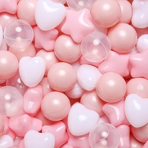 TRENDPLAY Ball Pit Balls Star and Heart Shapes for Toddlers - 50 100 200 500 Count Plastic Balls for Ball Pit Fun and Play