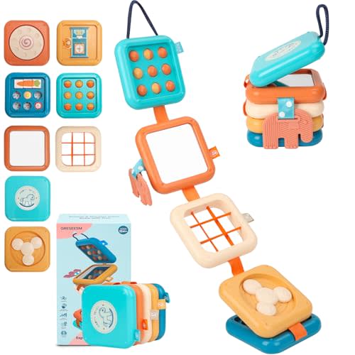 Montessori Busy Board for 1 Year Old, Toddlers Travel Toys for Ages 1–3, Sensory Activity Board for Airplane and Car, Baby Gifts for Boys Girls, Easter Basket & Stocking Stuffers