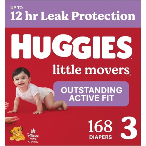Huggies Little Movers Diapers Size 3, 168 Count (6 Packs of 28)