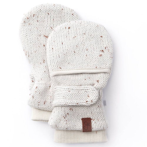 Organic Cotton Knit Stay-On Mitts - Shell | Luella Charlotte Baby Boutique