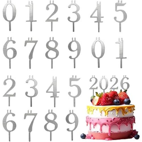 Reusable Number Candle Holder Set - Adjustable Adjustable Candles Stand Cake Digital Birthday Cake Candle Holders Set for Birthday Anniversary Graduation 2 Set