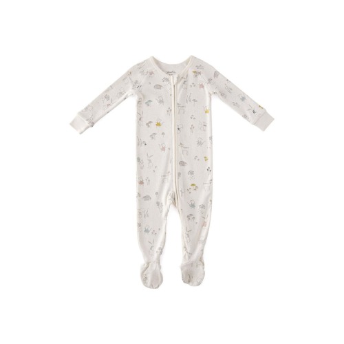 Print Rib Organic Cotton Footie, 3-6M