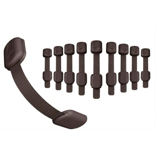 Baby Safety Cabinet Drawer Lock, (10 Pack Brown) Child Proof Cabinet Locks with 3M Adhesive