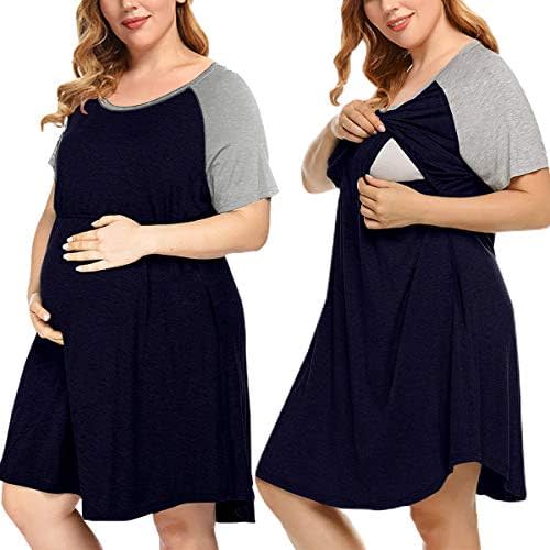 MONNURO Women's Plus Size Labor and Delivery Gown Nursing Nightgown Maternity Sleepwear Dress for Breastfeeding