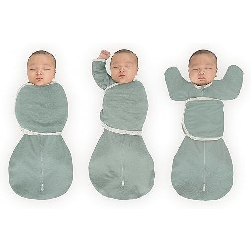 SwaddleDesigns Omni Swaddle Sack for Newborn, Transitional Swaddle Sack with Wrap & Arms Up Sleeves & Mitten Cuffs, Easy Transition Swaddle Sleep Sack, Heathered Jadeite, Small, 0-3 Months