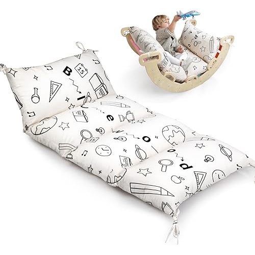 BlueWood Cushion for Climbing Arch, Montessori Philosophy Soft and Non-Slip Pillow for Kids, Pikler Cushion for Reading, Playing, Games, Parties (White)