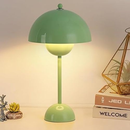 Modern Small Table Lamp for Bedroom, Cute Dome Shade Reflecting Light Reading Lamp for Living Room, Kid's Room, Study, Office, Beside Bedside Nightstand Desk Lamp(Pastel Green)
