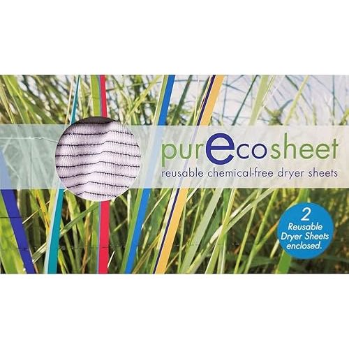 Purecosheet - Reusable Dryer Sheets | Cost effective (500+ loads), Chemical Free & Vegan Dryer Sheet | Safe For Infants & Allergy/Eczema Sufferers | Hypoallergenic | 2 Count