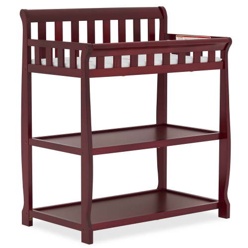 Dream On Me Ashton Changing Table, New Zealand Pinewood, 1 inch Mattress Pad included, Cherry