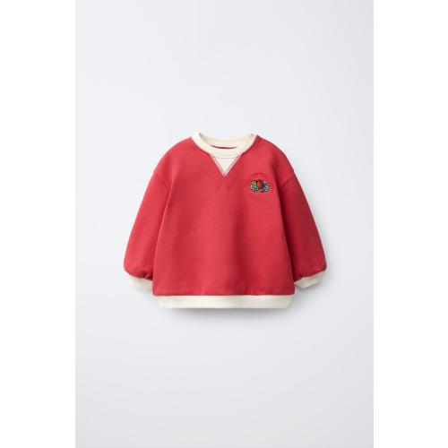 FRUIT OF THE LOOM™ EMBROIDERED CONTRAST SWEATSHIRT - Dark red | ZARA United States
