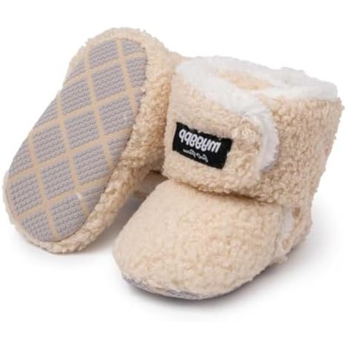 KIDSUN Infant Baby Boy Girl Cozy Fleece Bootie Newborn Stay On Slipper Winter Warm Gripper Non-Slip Crib Shoes