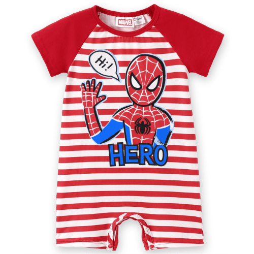 Marvel Spider-Man Baby Boys Romper Red White Striped Graphic Short Sleeve One Piece Jumpsuit Outfit Newborn 0-3 Months