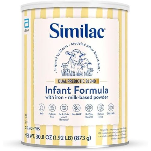 Similac Dual Prebiotic Blend, Baby Formula with Iron, Milk-Based Powder, 0-12 Months, 30.8-oz Can