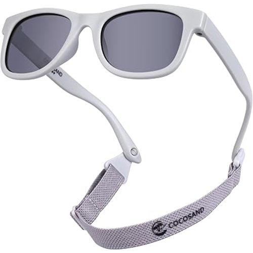 COCOSAND Flexible Baby Sunglasses with Strap Polarized UV Protection for Toddler Infant Newborn Boy Girl Age 0-24 Months