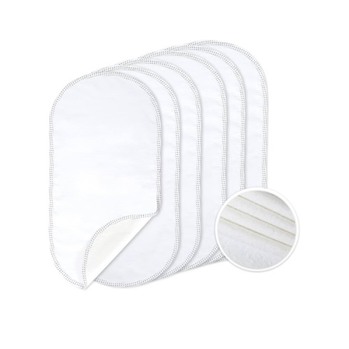 TILLYOU Waterproof Changing Pad Liners 6 Pack, 100% Cotton Reusable Cloth Diaper Liners, White