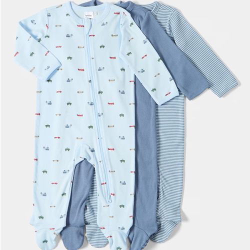 3 Pack Cotton Coveralls - Wht Anml - Kmart