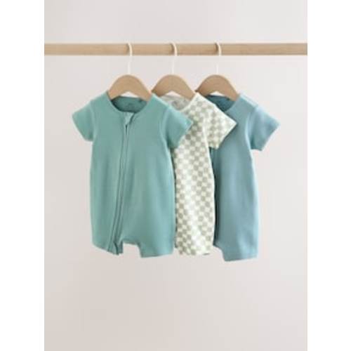 Buy Brown Two Way Zip Baby Rompers 3 Pack (0mths-3yrs) from Next Australia