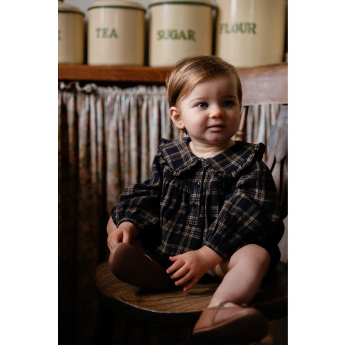 Organic Cotton Elowen Playsuit - Woodland Check