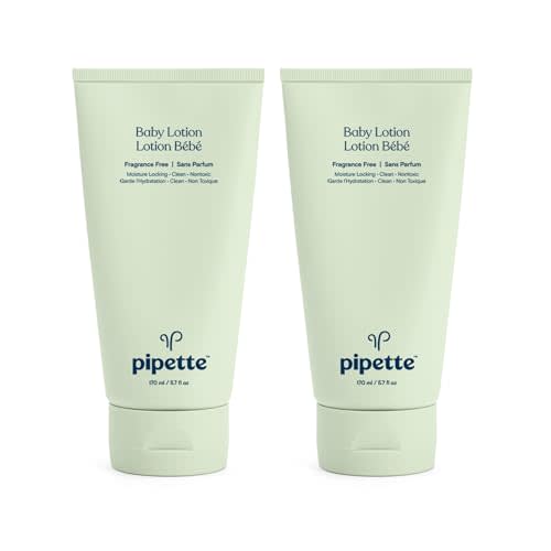 Pipette New & Improved Formula Baby Lotion, Hydration, Natural Moisture of Baby's Delicate Skin, Renewable Plant-Derived Squalane, Fragrance-Free Lotion, 6 fl. oz (Pack of 2)